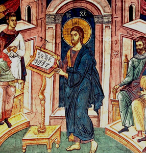 Jesus preaching in Nazareth.