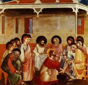 Jesus washes his disciples' feet.
