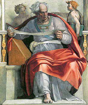 The prophet Joel by Michelangelo, the Sistine Chapel.