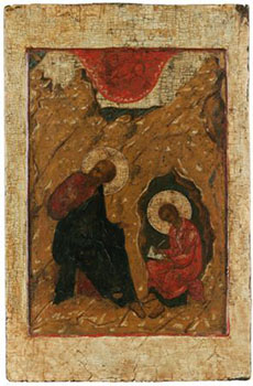 John and his scribe Prokhorus, Russian icon, c. 1580.