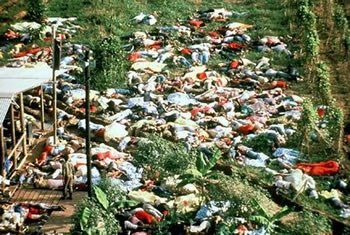 Jonestown, Guyana: Peoples Temple mass suicide.