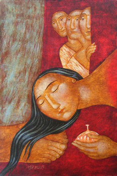 Painting by Julia Stankova, "Anointing Jesus Feet",
