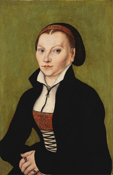 Wedding portrait of Luther's wife Katharina von Bora, by Lucas Cranach the Elder (1526).