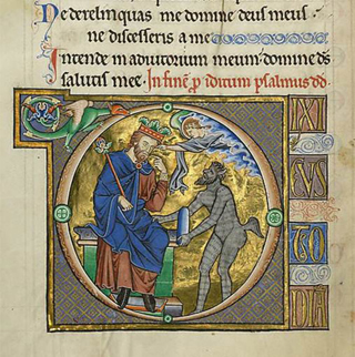 King David and God's Absence.  13th century illuminated manuscript.