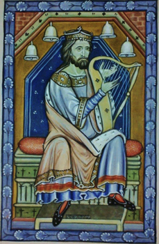 King David, Westminster Psalter illuminated mss., c. 1200.