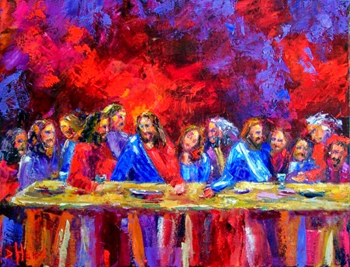 Lords Supper Art Last Supper Painting Bible Art Spiritual Painting by Debra Hurd.