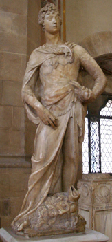 Marble statue of David by Donatello (1408-1409).