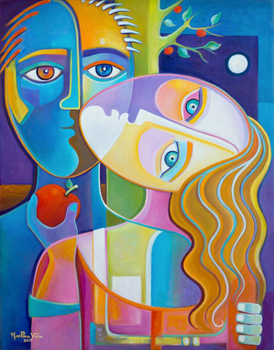 Cubism Modern Art Adam and Eve, Marlina Vera.