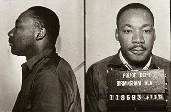 Martin Luther King, arrested in Birmingham.