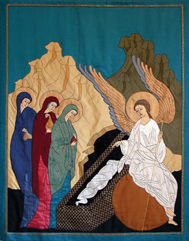 Women at the tomb by Marysia Kowalchyk, fabric applique, 2003.