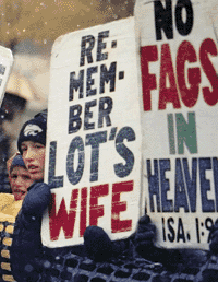 Christians at the funeral of Matthew Shepard, October 16, 1998.