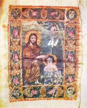 Miniature of the Echmiadzin Gospel, sixth century, Armenia.