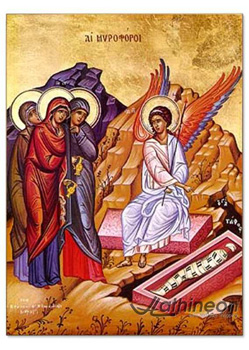 "Myrrh Bearers at the Tomb'" hand-made icon, V2..