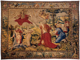 Wool and silk tapestry by Willem de Pannemaker, 1567, God's covenant with Noah.