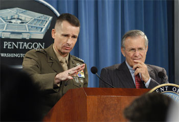 General Peter Pace and Secretary Donald Rumsfeld.