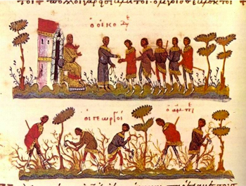 Parable of the workers in the vineyard, 11th-century Byzantine.