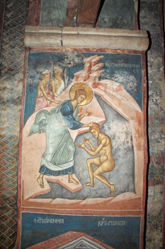 Philip baptizes the Ethiopian eunuch, Decani Monastery, Kosovo, 14th century.