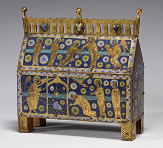 Reliquary Chasse with the Holy Women at the Tomb, copper gilt over wood, France, c. 1200.