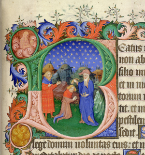 Samuel anoints David as Jesse watches, c. 1414-1422, illuminated manuscript, British Library