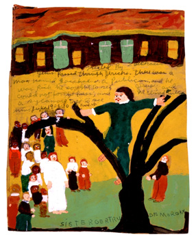 Jesus greets Zacchaeus by Sister Gertrude.