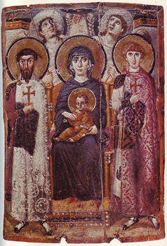 6th-century icon of Mary, Jesus, saints and angels from St. Catherine's Monastery.