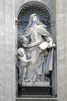 Statue of St. Teresa of Avila in St. Peter's Basilica, by Filippo Della Valle, 1754.