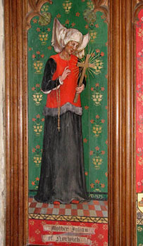 Depiction of Julian of Norwich at St. Andrew and St. Mary Church in Norfolk.