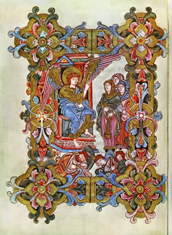 Three women at the tomb, Anglo-Norman illuminated mss, 10th-12th century.