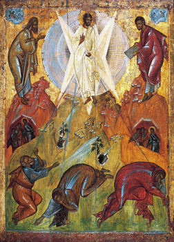 Transfiguration by Feofan Grek from Spaso Preobrazhensky Cathedral in Pereslavl Zalessky 15th century Tretyakov Gallery.