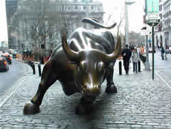 Wall Street's statue of the market bull.