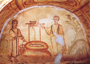 Woman at the Well, Roman catacomb.