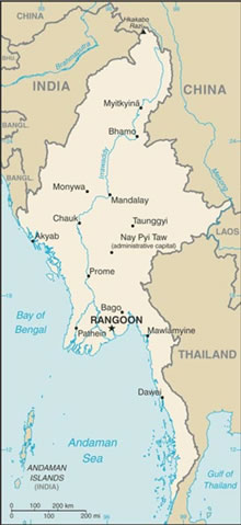 Burma and neighboring countries.