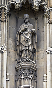 Anselm statue, Canterbury Cathedral, outside.