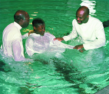 Baptism in water.