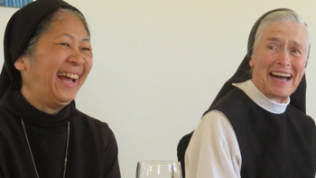 The Benedictine Sisters of Santa Rita Abbey practicing the virtue of being together in Christ.