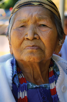 A Karuk elder woman in 2006 at a Karuk Tribal Reunion.
